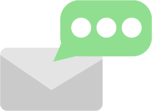 An email envelope with Melu live chat icon
