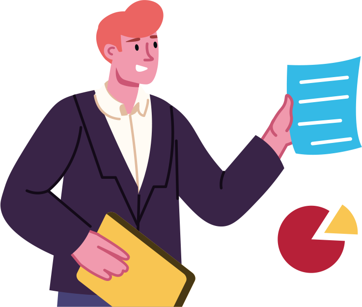 A male accountant holding paperwork